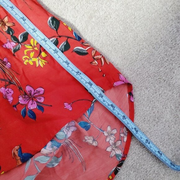 Elegant Floral Long Sleeve Dress - Vibrant Red - Picture 6 of 6